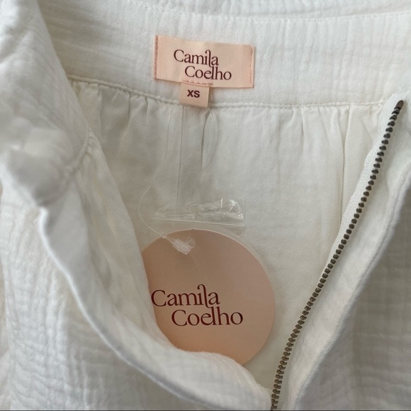 Camila Coelho Bebbe Shorts in White Gauze Look Cuffed Hem Rolled Waistband - Picture 6 of 11
